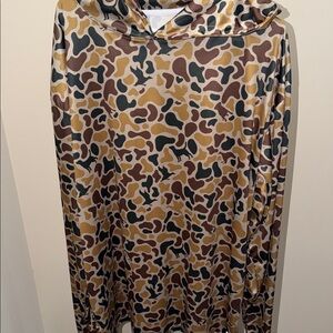 Men's Camo Print Long-Sleeve Shirt Hoodie - Brown/Olive